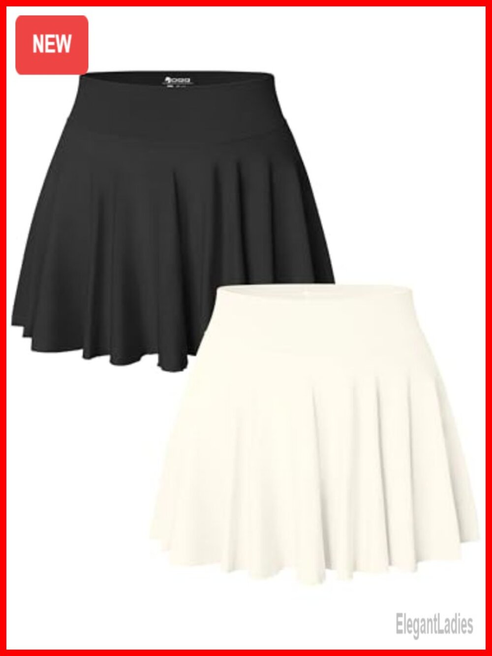 2 Piece Flowy Flared Mini Skirt Set Stretchy Nylon Spandex A-Line Seamless